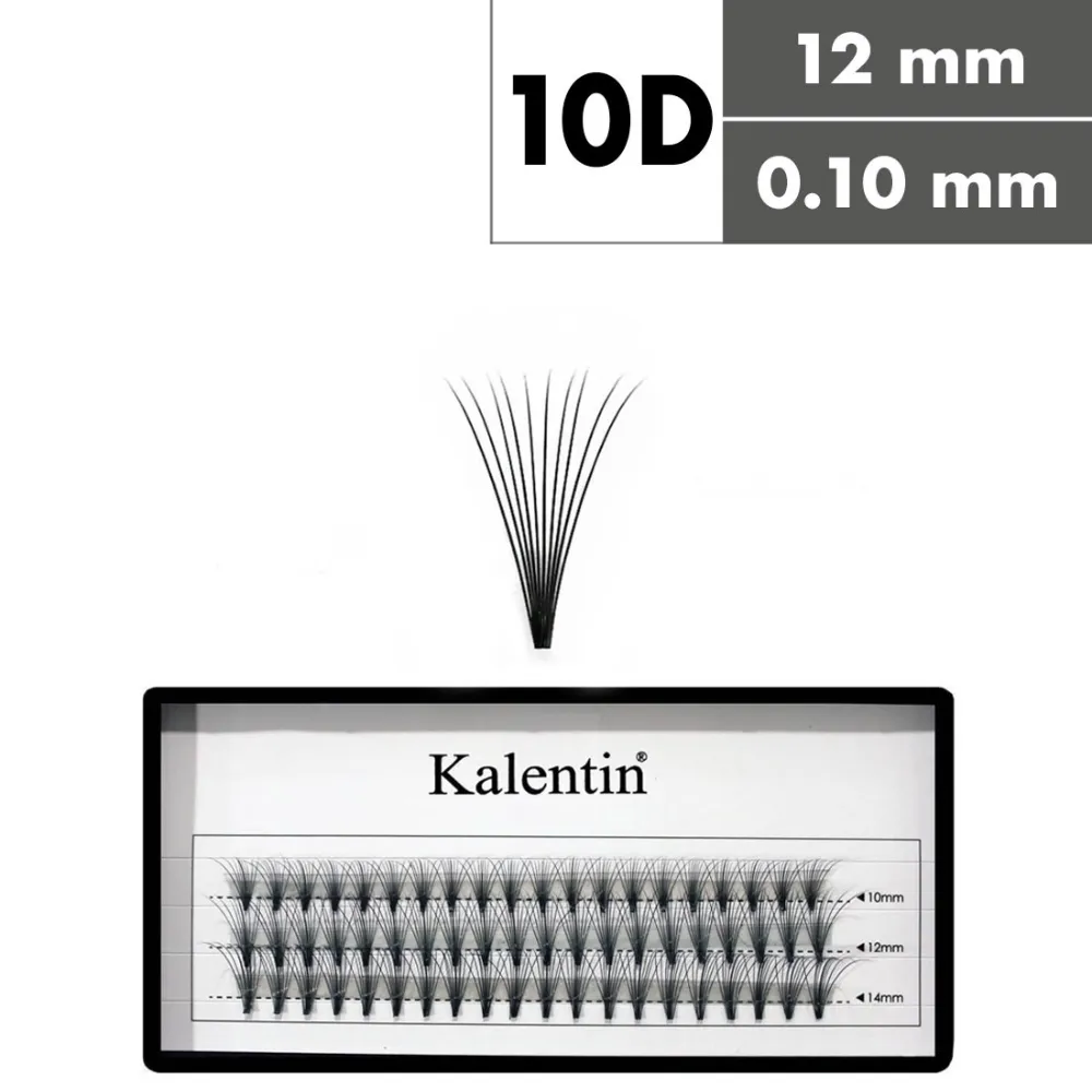 Kalentin Extensiones De Pestañas En Mechones Sin Nudos 10D 0,10 12mm